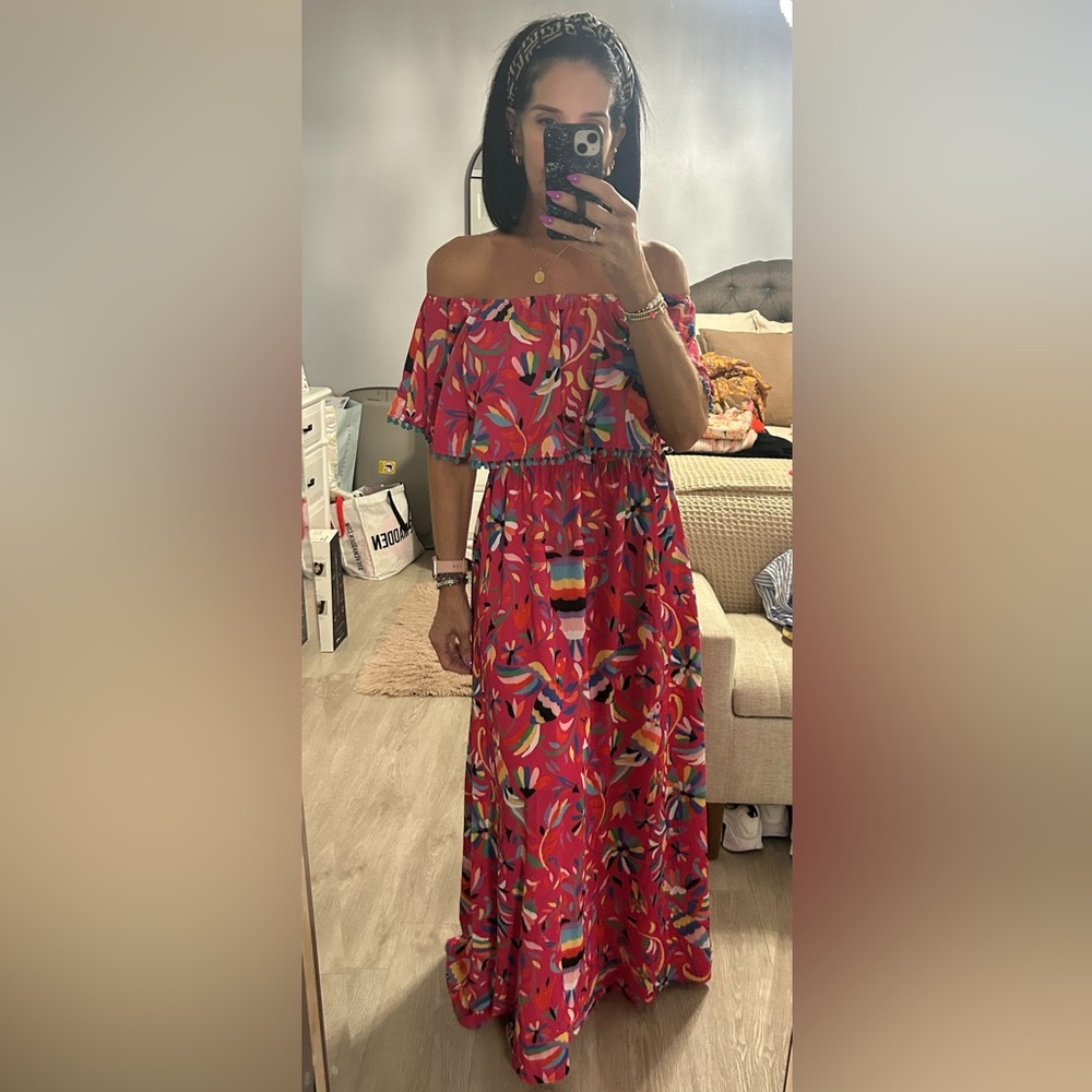 Judith March Multicolor Tropical Off the Shoulder Dress